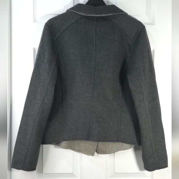 Vintage Cashmere Blend Reversible Blazer Jacket Charcoal And Silver Gray Size L - Picture 3 of 12